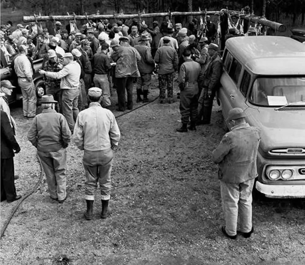Hunters gathered at Westervelt Lodge in 1962